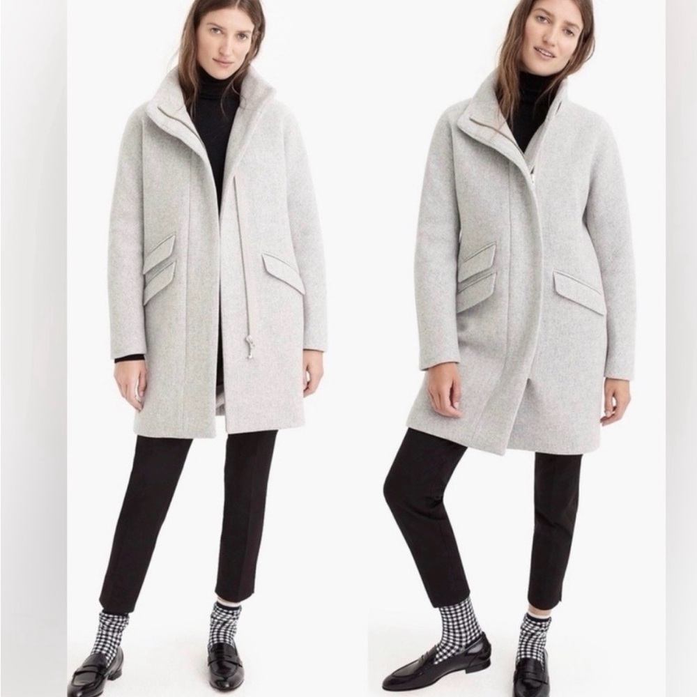 J. Crew Light Gray Italian Wool Stadium Cloth Trench Coat